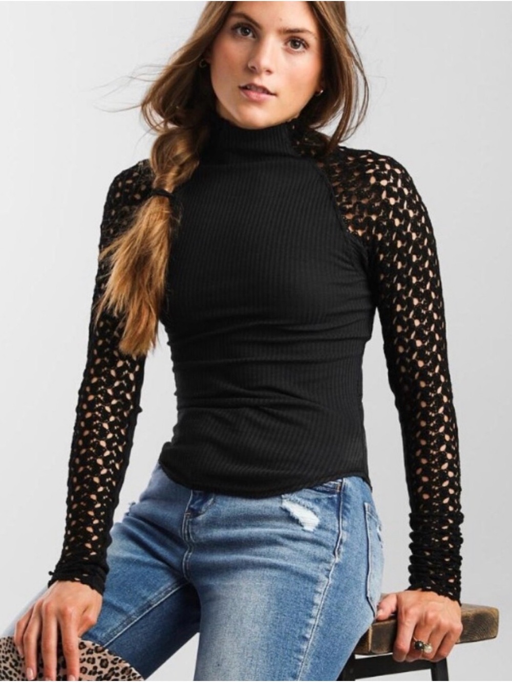 Free People Clemente Mock Neck Top XL